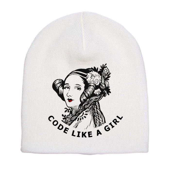 Ada Lovelace Code Like A Girl Short Acrylic Beanie