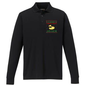 A Lovely Cheese Pizza Alone Funny Kevin X Mas Home Performance Long Sleeve Polo