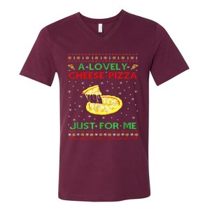 A Lovely Cheese Pizza Alone Funny Kevin X Mas Home V-Neck T-Shirt