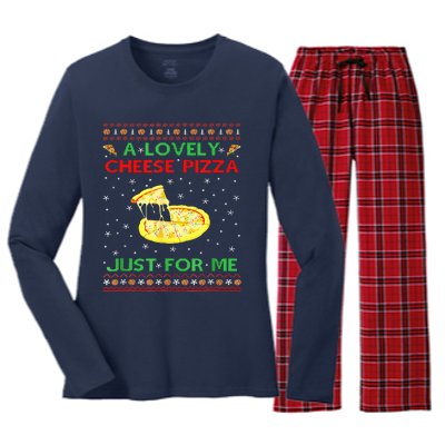 A Lovely Cheese Pizza Alone Funny Kevin X Mas Home Women's Long Sleeve Flannel Pajama Set 