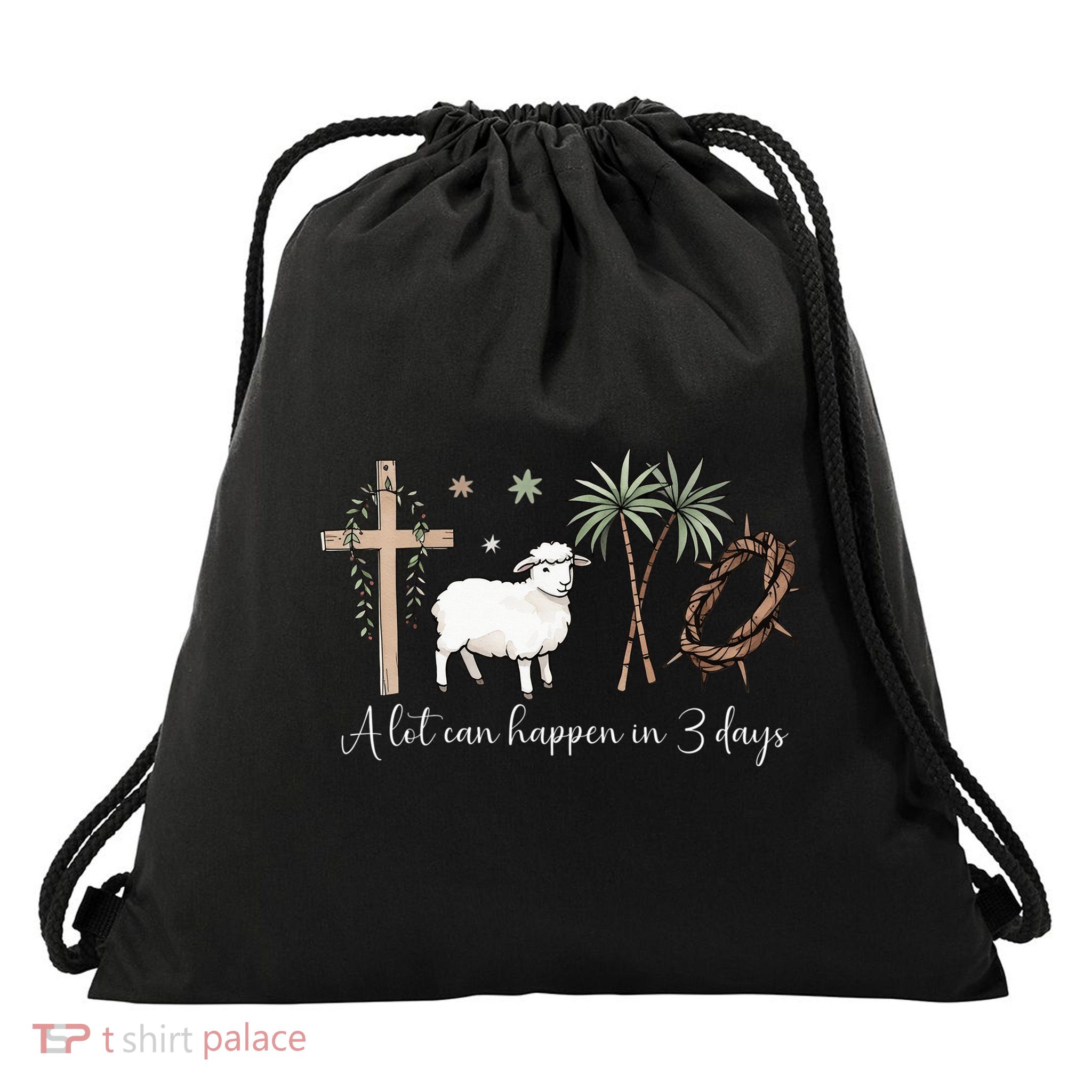 A Lot Can Happen In 3 Days Christian Easter Jesus Faith Drawstring Bag