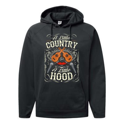 A Little Country A Little Hood Vintage Western Hip Hop Rap Performance Fleece Hoodie