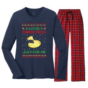 A Lovely Cheese Pizza Funny Kevin Xmas Women's Long Sleeve Flannel Pajama Set 