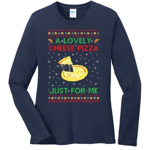 A Lovely Cheese Pizza Funny Kevin Xmas Ladies Long Sleeve Shirt