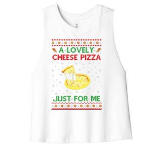 A Lovely Cheese Pizza Funny Kevin Xmas Women's Racerback Cropped Tank