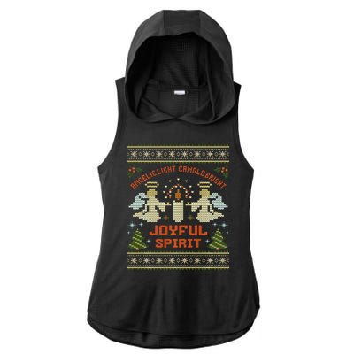 Angelic Light Candle Bright Joyful Spirit Christmas Season Ladies PosiCharge Tri-Blend Wicking Draft Hoodie Tank