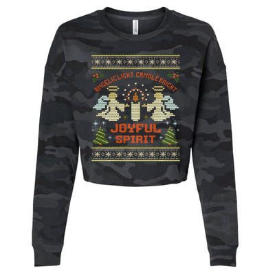 Angelic Light Candle Bright Joyful Spirit Christmas Season Cropped Pullover Crew