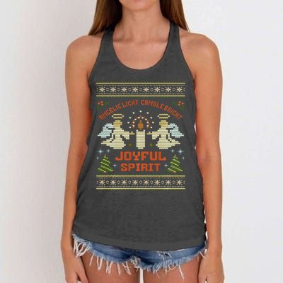 Angelic Light Candle Bright Joyful Spirit Christmas Season Women's Knotted Racerback Tank