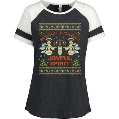 Angelic Light Candle Bright Joyful Spirit Christmas Season Enza Ladies Jersey Colorblock Tee