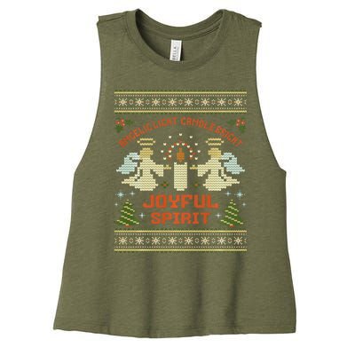 Angelic Light Candle Bright Joyful Spirit Christmas Season Women's Racerback Cropped Tank