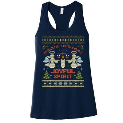 Angelic Light Candle Bright Joyful Spirit Christmas Season Women's Racerback Tank