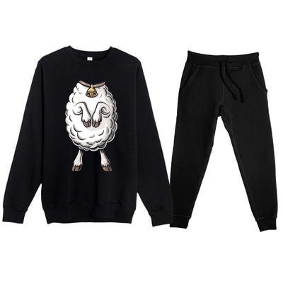 Adult Lamb Costume Premium Crewneck Sweatsuit Set