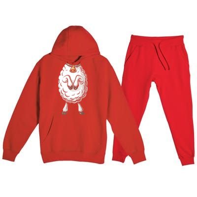 Adult Lamb Costume Premium Hooded Sweatsuit Set