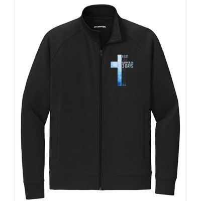 A Lot Can Happen In 3 Days Easter Cross Christianity Stretch Full-Zip Cadet Jacket