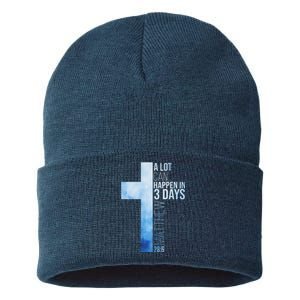 A Lot Can Happen In 3 Days Easter Cross Christianity Sustainable Knit Beanie