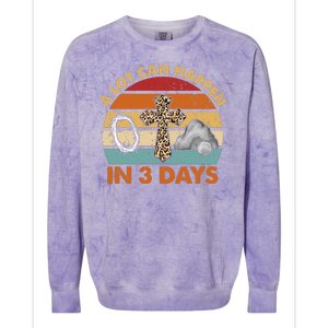 A Lot Can Happen In 3 Days Easter Retro Sunset Colorblast Crewneck Sweatshirt