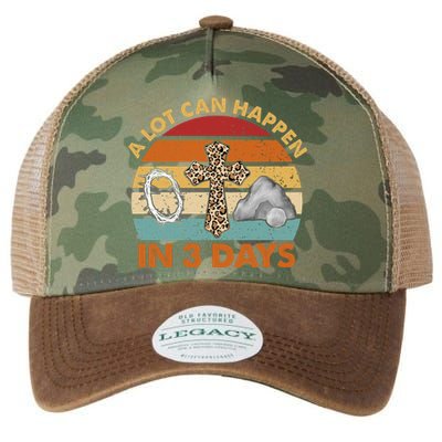 A Lot Can Happen In 3 Days Easter Retro Sunset Legacy Tie Dye Trucker Hat