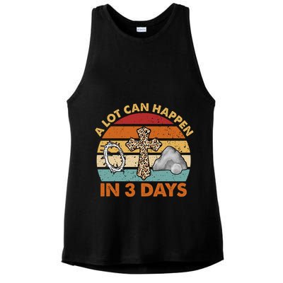 A Lot Can Happen In 3 Days Easter Retro Sunset Ladies PosiCharge Tri-Blend Wicking Tank