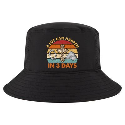 A Lot Can Happen In 3 Days Easter Retro Sunset Cool Comfort Performance Bucket Hat