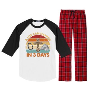 A Lot Can Happen In 3 Days Easter Retro Sunset Raglan Sleeve Pajama Set