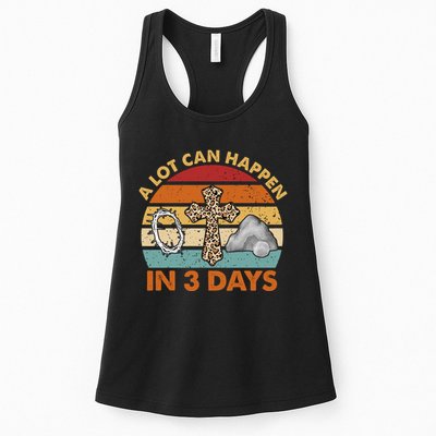 A Lot Can Happen In 3 Days Easter Retro Sunset Womens Tank Top