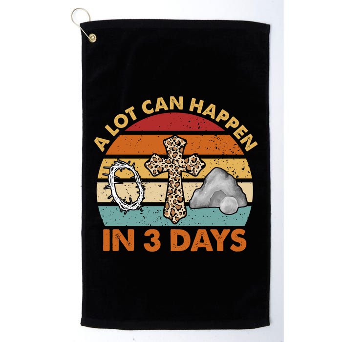 A Lot Can Happen In 3 Days Easter Retro Sunset Golf Towel