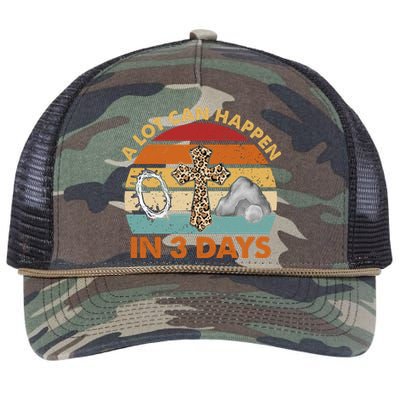 A Lot Can Happen In 3 Days Easter Retro Sunset Retro Rope Trucker Hat Cap