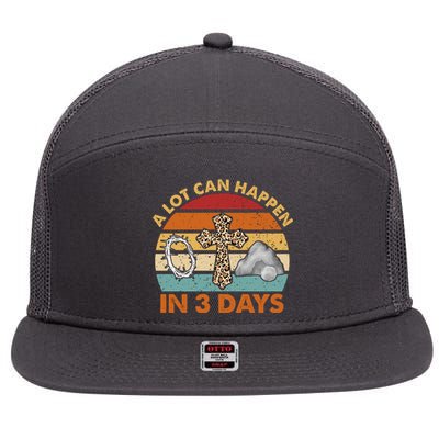 A Lot Can Happen In 3 Days Easter Retro Sunset 7 Panel Mesh Trucker Snapback Hat