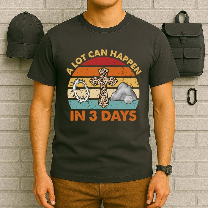 A Lot Can Happen In 3 Days Easter Retro Sunset T-Shirt