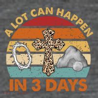 A Lot Can Happen In 3 Days Easter Retro Sunset Button