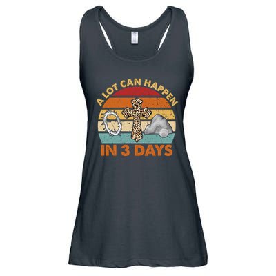 A Lot Can Happen In 3 Days Easter Retro Sunset Ladies Essential Flowy Tank