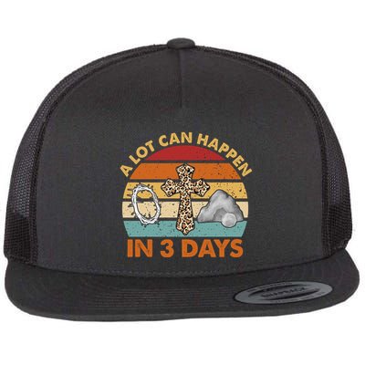 A Lot Can Happen In 3 Days Easter Retro Sunset Flatbill Hat