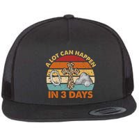 A Lot Can Happen In 3 Days Easter Retro Sunset Flat Bill Trucker Hat