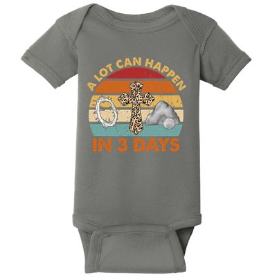 A Lot Can Happen In 3 Days Easter Retro Sunset Baby Bodysuit