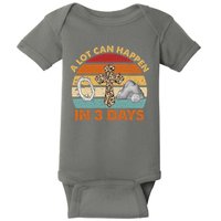 A Lot Can Happen In 3 Days Easter Retro Sunset Baby Bodysuit