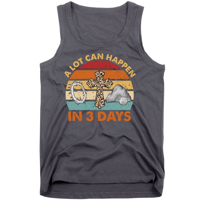 A Lot Can Happen In 3 Days Easter Retro Sunset Tank Top