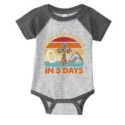 A Lot Can Happen In 3 Days Easter Retro Sunset Infant Baby Jersey Bodysuit