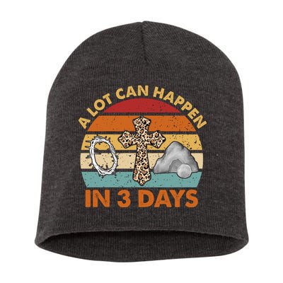 A Lot Can Happen In 3 Days Easter Retro Sunset Short Acrylic Beanie