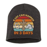 A Lot Can Happen In 3 Days Easter Retro Sunset Short Acrylic Beanie