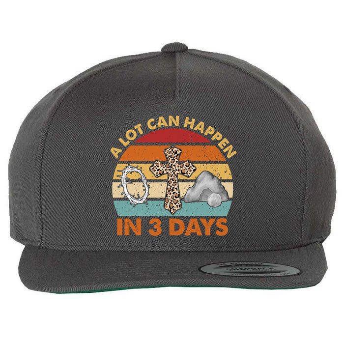 A Lot Can Happen In 3 Days Easter Retro Sunset Wool Snapback Cap