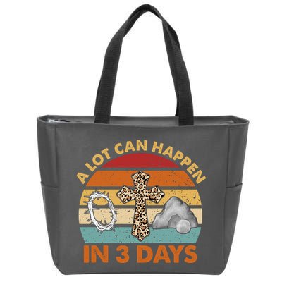 A Lot Can Happen In 3 Days Easter Retro Sunset Zip Tote Bag