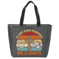 A Lot Can Happen In 3 Days Easter Retro Sunset Zip Tote Bag