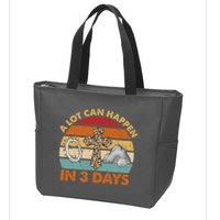A Lot Can Happen In 3 Days Easter Retro Sunset Zip Tote Bag