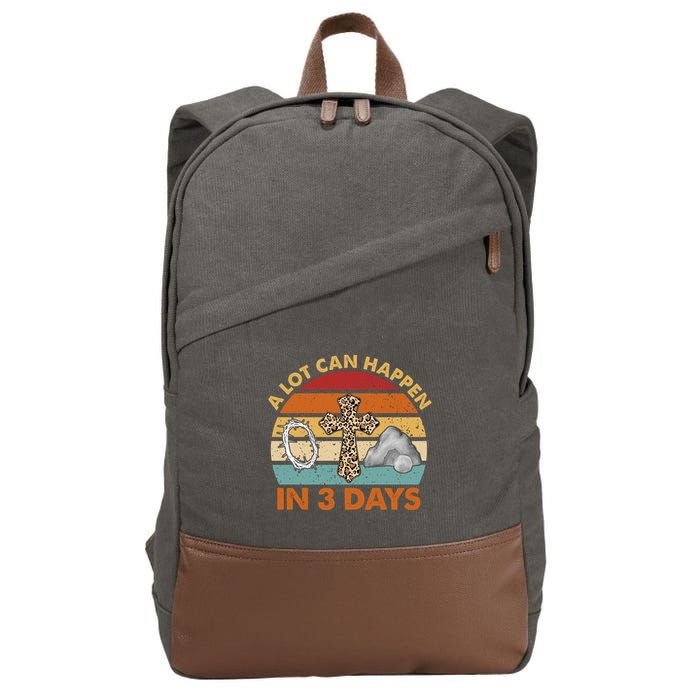 A Lot Can Happen In 3 Days Easter Retro Sunset Cotton Canvas Backpack