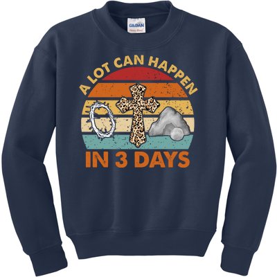 A Lot Can Happen In 3 Days Easter Retro Sunset Kids Sweatshirt