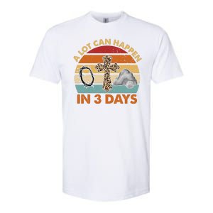 A Lot Can Happen In 3 Days Easter Retro Sunset Softstyle CVC T-Shirt