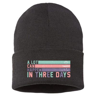 A Lot Can Happen In 3 Days Jesus Easter Sustainable Knit Beanie