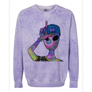 Alien Loser Cap Psychedelic Cool Martian Halloween Gift Colorblast Crewneck Sweatshirt