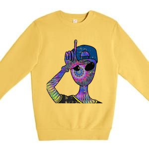 Alien Loser Cap Psychedelic Cool Martian Halloween Gift Premium Crewneck Sweatshirt