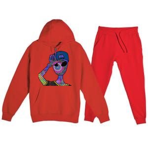 Alien Loser Cap Psychedelic Cool Martian Halloween Gift Premium Hooded Sweatsuit Set